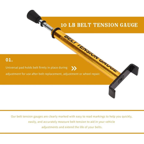 Heavy Duty Belt Tension Gauge Tool with L Shaped Pad Adjustable Up To 10 Pounds for Motorcycle and Car Belts, side view