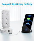 Hella Solid Flat Plug Power Strip Tower With Dual 20 Watt Usb C Fast Charging And Dope Extra Long 10 Foot Cord with smartphone charging.