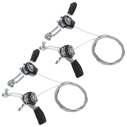 Left And Right Bicycle Thumb Shifter Set Dope Upgrade For 3x7 3x8 21 24 Speed MTB Aluminum Alloy Brake Lever Shifter Replacement For 22mm Handlebars Fits Most Mountain Bikes Two Pairs Included, showing two pairs with cables