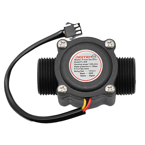Water Flow Control Meter With LCD Display, Plug And Play, Hall Sensor Flow Meter, Three Quarter Inch Ports, Real Time Flow Rate And Totalizer