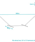 Go To Double Hammock Stand For Outdoor And Indoor Use 400 Pound Capacity 15 Foot Frame With Black Powder Coated Finish Weather Resistant Heavy Duty Hammock Stand With 20 Inch Heavy Gauge Chains, diagram showing dimensions.