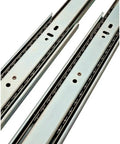 Close-up of 16 Inch Ball Bearing Drawer Slides Heavy Duty Full Extension 100 Lb Load Capacity Zinc Plated Steel Smooth Opening Easy Installation