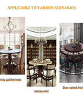 Heavy Duty Tempered Glass Lazy Susan Rolls Smooth With 360 Swivel shown in family gatherings, restaurant, and star-rated hotels.