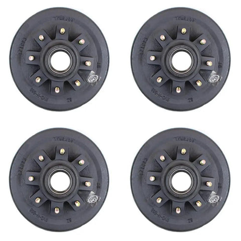 Four 12x2 TruRyde hub and drums for 7,000 Lb Trailer Axle Electric Brake Kit, Heavy Duty Two Pack for utility trailers.