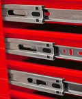 Close-up of Pro II Drawer Top Chest with 24.5 Inch Depth, showing 100 lb ball bearing drawer slides and lift latch closure.