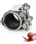 Upgraded Pipe Repair Clamp With M1 Self-Adhesive Leak-Sealing Tape for Quick DIY-Ready Hassle-Free Airtight Fix, 304 Stainless Steel Kit