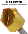Close-up view of a titanium-coated single flute 90° chamfer bit from Pro Grade Countersink Drill Bit Set 3 Pack With Single Flute 90 Degree Chamfer Bits For Precise Chamfering And End Milling Titanium Coated High Carbon Steel Extra Sharp And Durable Includes 3/8 1/2 3/4 Inch Shanks.