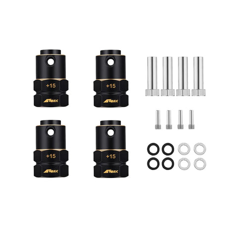 Brass Wheel Spacers Kit 4Pcs Plus 15mm Wide 20mm Length 12mm Hub RC Crawler Upgrade For Axial TRX4 1 To 10 Scale Adds Weight Wider Track More Stability And Cooler Look., 4 brass 15mm RC wheel spacers with mounting hardware