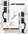 Matte Black Front Door Handle Set With Deadbolt And Keyed Entry For Exterior Doors, Reversible for left or right handed use