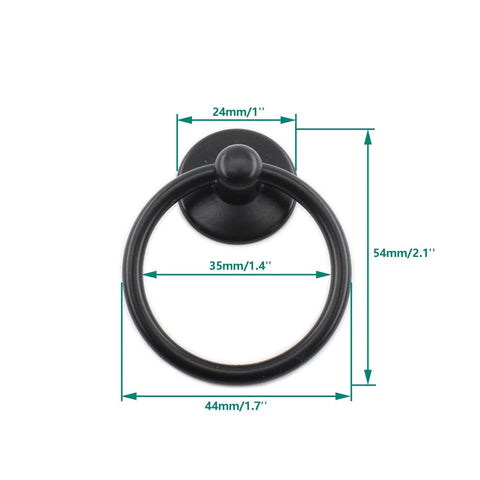 Black Metal Kitchen Cabinet Handles And Ring Pulls For Cabinets And Drawers Single Hole Installation Knobs With Screws front view