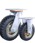 8 Inch Beefy Heavy Duty Silent Pneumatic Rubber Caster Wheel for Carts and Gear, Cushions Bumps on Rough Terrain