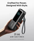 Legit Powerhouse 25000mAh Laptop Power Bank With Triple 100W Usbc Ports And 165W Total Output To Handle Beast Mode Charging For Digital Nomads On The Move in hand, sleek design, weight 21 oz.