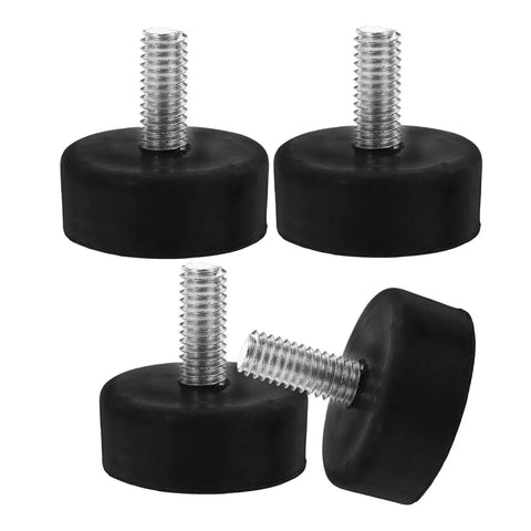 20Pcs Adjustable Furniture Leveling Feet M6 Rubber Iron Leg Leveler Pads For Tables Chairs And Cabinets With Heavy Duty Rotatable Threaded Design Height Adjustment Wide Bearing Base Floor Safe And Scratch Free, black rubber threaded pads