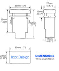 Dimensions diagram of 12V Blue LED Push Button Switch Waterproof Toggle With 4 Wire Connector Kit Durable Car Accessory