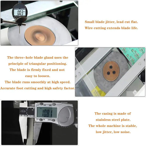 Semi Automatic PCB Cutting Machine For Lead Wires And Board Pins, showcasing blade precision and stability in operation