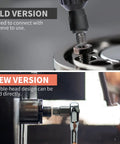Comparison of old and new version of 27 Piece Screw Extractor Set Includes Three Eighths Inch Impact Double Head Easy Out Bolt Remover Kit with tool in use