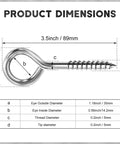 Product dimensions of 12 Pack Three And A Half Inch Heavy Duty Eye Bolts And Eye Hooks Set Made Of 304 Stainless Steel 300 Lbs Capacity