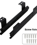 Two Pack Cabinet Drawer Slides With Telescoping Rails And Full Extension Three Fold Design Heavy Duty Steel Construction Rust Resistant Black Finish Removable Three Section Slides For Under Desk Keyboard Tray Smooth Quiet Glide, screw fixing and screws