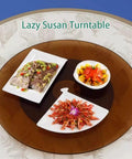 Silky Smooth Lazy Susan Turntable Crafted From Hella Durable Tempered Glass For Effortless 360 Degree Serving with food dishes