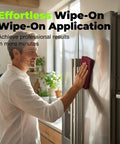 Man using No Sweat All In One Surface Restoration Polish with Soft Applicator Pad on a refrigerator for shine restoration.