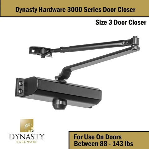 Heavy-Duty Commercial Door Closer Hydraulic Self-Closing Surface Mount Duronotic Bronze 3000 Series Size 3 for Interior Doors
