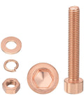Rock Solid M6 X 40mm Socket Head Cap Screws And Hex Nuts Kit Forge Built From Solid Red Copper showing a screw, nut, washer, and clip.