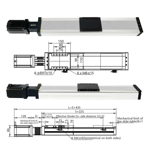 Heavy Duty Linear Stage With Ball Screw Linear Guide CNC Actuator Slide Table For Precision Motion 1300mm Stroke Nema34 3 Phase Step Motor