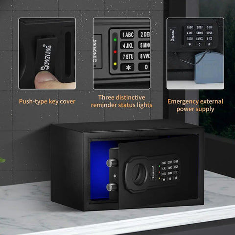 Fire Resistant Safe Box With Fireproof Waterproof Bag And Sensor Light 0.4 Cubic Feet Money Safe Electronic Digital Security Safe