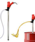Heavy Duty Bad Boy Electric Drum Pump For 55 Gallon Barrels With 36 Inch Stainless Steel Tube And 6.6 Foot Wire Hose pouring oil.
