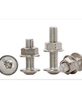 Heavy Duty M6 Hex Socket Head Cap Screws And Flange Nuts Assortment Kit in 304 Stainless Steel, side and top view, M6x16 bolts