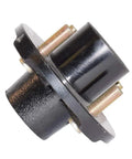 Four Bolt On Four Inch Hub Assembly With Two One Inch Square Shaft Spindles And Bearings Includes Castle Nuts And Cotter Pins For Secure Install.