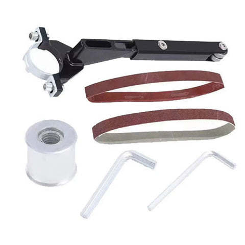 Heavy Duty Belt Sander Attachment Bracket Compatible With 100Mm And 125Mm Angle Grinders includes steel bracket and grit belts.