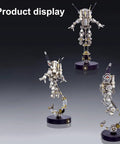 Product display of 3D Space Rabbit Metal Puzzle Kit For Adults With Lights, Astronaut Mechanical Model DIY Ornament, various angles