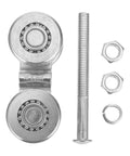 Beefy, Heavy Duty Sliding Door Hanging Wheel Track Roller Replacement For Industrial Doors shown with bolt and nuts