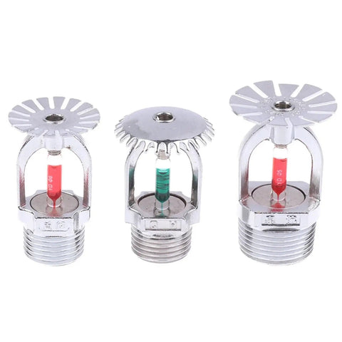 One Piece 20mm Downward Fire Sprinkler Head Built Tough For Fire Extinguishing Systems Wicked 57 68 79 93 Degree with colored glass bulbs.