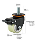 Beefy Heavy Duty M Threaded Stem Swivel Caster Wheels With Brakes Quiet PU Wheels for Furniture Workbench detail view