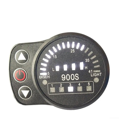 Upgrade Your E-ride With The Kt 900s Led Display Meter Showcasing Crisp Data, Smart Auto Power Off For Battery Care, And Precise Voltage Monitoring For 24V To 48V Bikes Keeping You Locked On The Road. black KT 900S LED e-bike meter with buttons and speed display