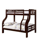 Twin Over Full Bunk Bed With Curved Ladder And Rails Transitional Finish Solid Wood And Engineered Wood Construction Built To Last