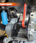 Brake Caliper Press Tool With Extra 2 Steel Plates Piston Spreader And 360 Degree Swing Ratchet Caliper Wrench on vehicle