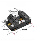 Premium Self Centering Vise Eight Inch Heavy Duty Five Axis Clamping Beast For Cnc Machinery dimensions 210x125mm with clamping range 6-105mm.