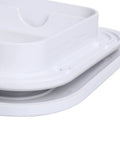 Close-up of white marine-grade boat hatch lid, 24 x 9-5/8 inches, with recessed handle.