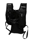 Front view of Hydration Vest Pack With Breathable Nylon Water Bladder Compatible Adjustable Chest Straps Multiple Pockets Lightweight Black Gear