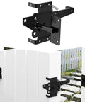 Sturdy Self Closing Fence Gate Hinge Kit For Wood Fences And Outdoor Gates Beefy Heavy Duty Adjustable Hardware With Screws Carbon Steel Keeps Your Gate Aligned And Swinging Smoothly, black steel gate hinge on white wood fence