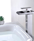 Lit LED Waterfall Bathroom Faucet For Vessel Sink, Oil-Rubbed Bronze, Tall 1-Hole Single-Handle Brass Tap with water