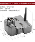 Gray Refrigerator Start Device Relay And Run Capacitor Kit For Whirlpool Kenmore Models with product dimensions.