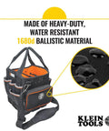 Heavy Duty Tool Bag With Shoulder Strap And 40 Pockets In Bright Orange Interior For Fast Tool Access, Molded Bottom For Stability, Pro Grade Durable Organizer For Contractors And Do It Yourself Projects