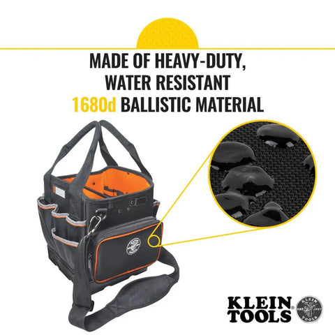 Heavy Duty Tool Bag With Shoulder Strap And 40 Pockets In Bright Orange Interior For Fast Tool Access, Molded Bottom For Stability, Pro Grade Durable Organizer For Contractors And Do It Yourself Projects