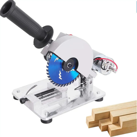 Rock Solid Smooth Operating Mini Desktop Saw For Wood Stone Steel Craft Cutting With Low Noise All Copper Motor, prior to cutting wooden blocks.