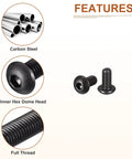 Solid As A Rock M2.5 Carbon Steel Button Head Socket Cap Screws 100 Pack Full Thread Hex Drive Fasteners Black Oxide Finish, showing full thread and hex dome head.