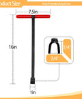 Heavy Duty 16 Inch Water Meter Key With Four Way Multi Functional Valve Shutoff Tool For Main Water Meter Contractor Grade Built Tough Steel By CIZTADA showing dimensions.